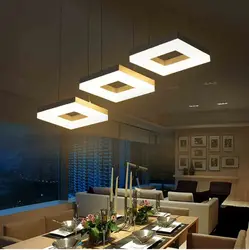 Modern ceiling lamps in the kitchen interior