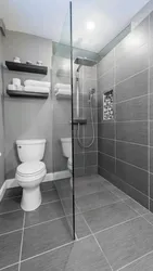Bathroom And Toilet In Gray Tones Photo