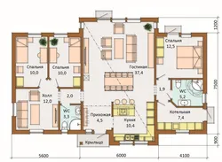 Design of a one-story house with two bedrooms