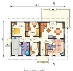 Дызайн аднапавярховага дома з двума спальнямі