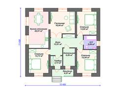 Дизайн одноэтажного дома с двумя спальнями