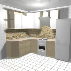 Kitchen design with a niche in the corner