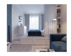 Дизайн интерьера гостиной с кроватью фото