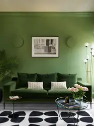 Бело зеленый интерьер гостиной
