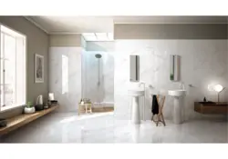 Porcelain tiles in the bathroom interior