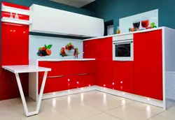 Фото дизайн красно белая кухня