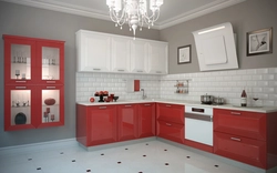 Фото Дизайн Красно Белая Кухня