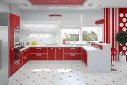 Фота дызайн чырвона белая кухня