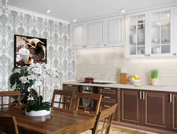 Wallpaper for kitchen interior design with light