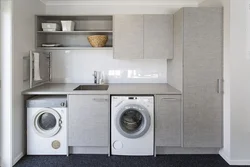 Дизайн кухни со стиральной машиной в современном стиле