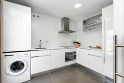 Kitchen design with washing machine in modern style