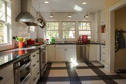 Kitchen floor in interior photo