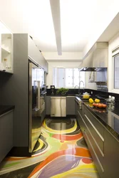 Kitchen floor in interior photo