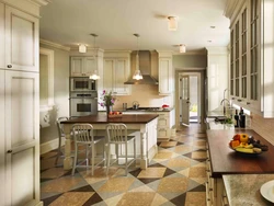 Kitchen floor in interior photo