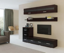 Living room interior wenge wall