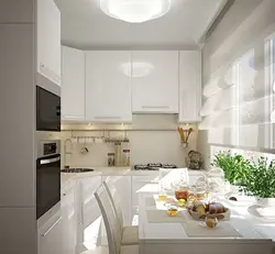 Interior of a square kitchen in a modern style