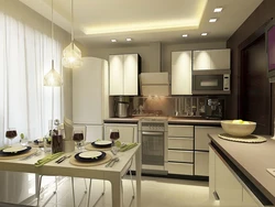 Interior of a square kitchen in a modern style