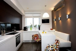 Interior of a square kitchen in a modern style