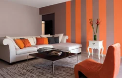 Интерьер гостиной оранжевый фото