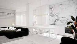 Living room with marble wall design