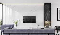 Living room with marble wall design