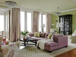Шторы в цвет дивана в интерьере гостиной