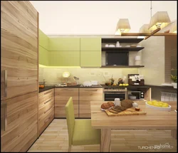Combination Of Wood Colors In The Kitchen Interior Photo