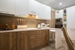 Combination of wood colors in the kitchen interior photo