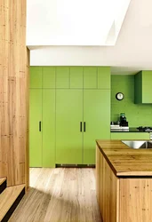 Combination of wood colors in the kitchen interior photo