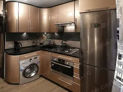 Kitchen 8 Sq M Design With Refrigerator And Washing Machine