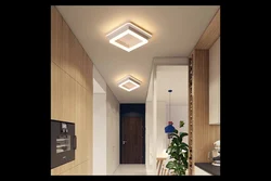 Lighting in the hallway in the apartment suspended ceiling with photo