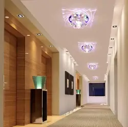 Lighting in the hallway in the apartment suspended ceiling with photo
