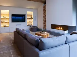 Bio-fireplaces in the living room interior