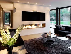 Bio-fireplaces in the living room interior