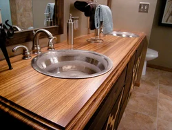 Wooden countertops for bathtub photo