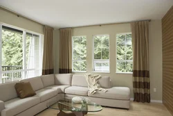 Living room interior design with corner window