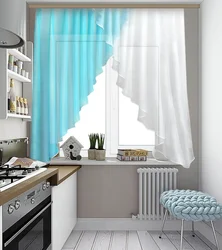 Дызайн штор для кухні ў сучасным стылі кароткія