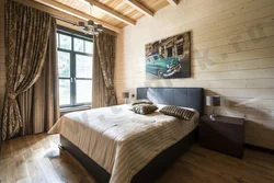 Спальня в деревянном доме из бруса фото