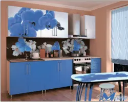 What wallpaper for a blue kitchen photo