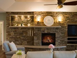 Apartment interior with natural stone