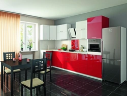 Red-Gray Kitchen Interior