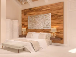 Laminate on the bedroom wall in the interior