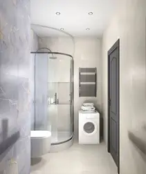 Дизайн ванной комнаты с туалетом и стиральной машиной и душем