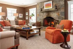 Gray and orange in the living room interior