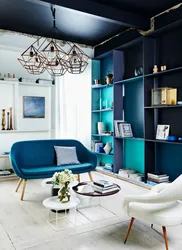 Синяя гостиная в современном стиле фото