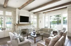 Living Room With Beams Photo