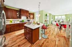 Kitchen interior with green floor