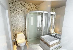 Bathroom shower made of tiles combined with toilet photo