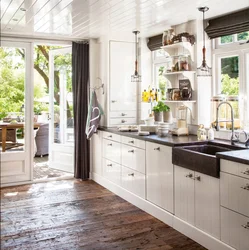 Kitchens Without Wall Cabinets In The Interior Of A Country House