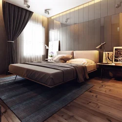 Bedroom design with brown floor
